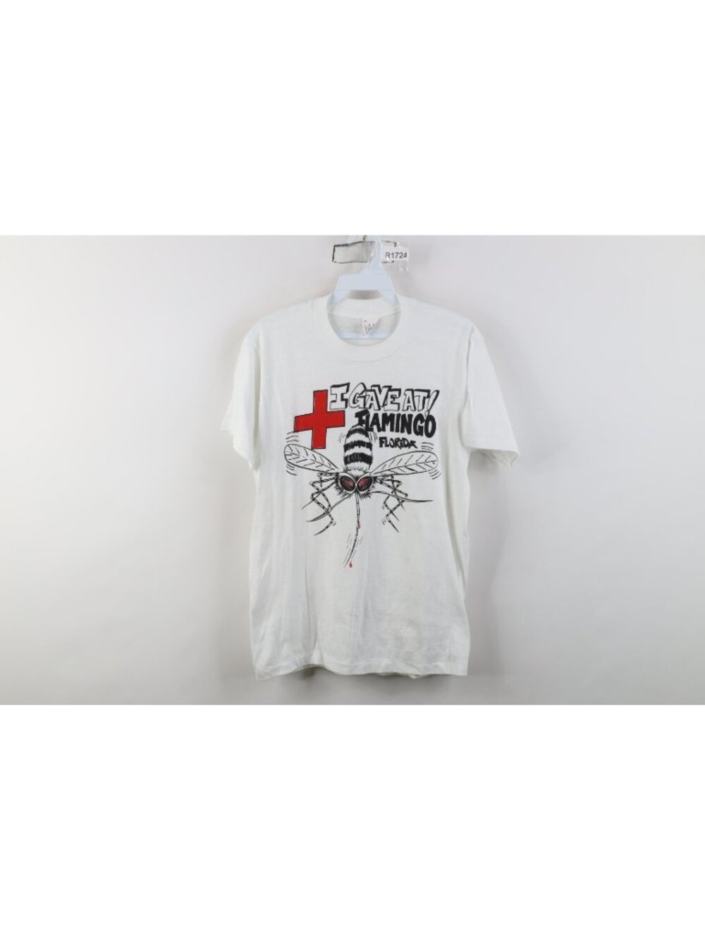 Vtg 70s 80s Womens Medium Funny I Gave Blood At Flamingo Florida T-Shirt USA